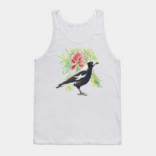 Australian Magpie and Red Bottlebrush Tank Top